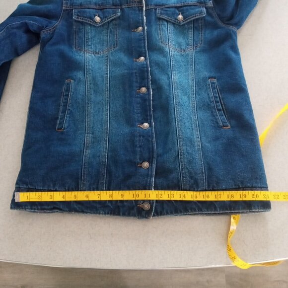 Suko jeans sherpa lined ombre denim jacket/coat size medium - Picture 7 of 8